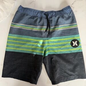 Hurley Youth Boy’s Striped Blue and Green Board Shorts